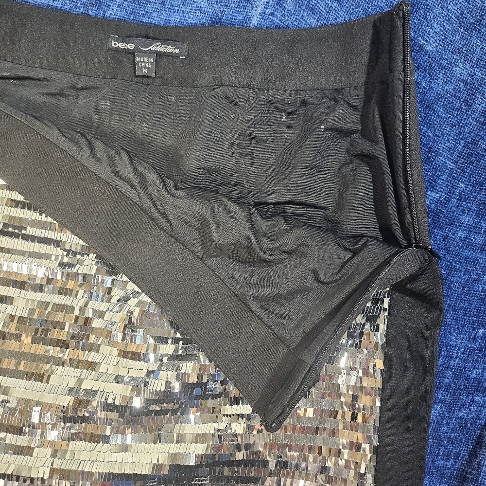 Bebe Affliction Scuba Sequin Skirt Medium - Picture 3 of 8